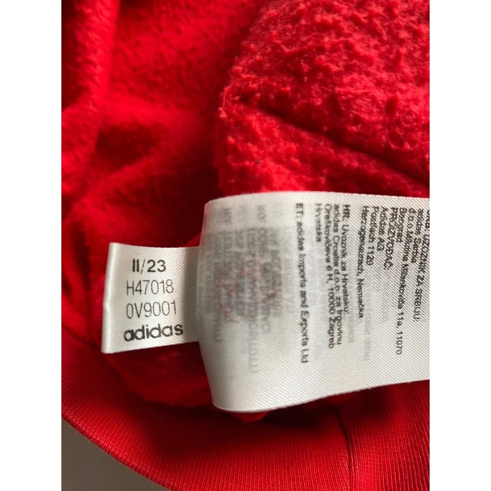 Adidas Mens Essentials Fleece Hoodie Red White Logo Pullover H47018 M